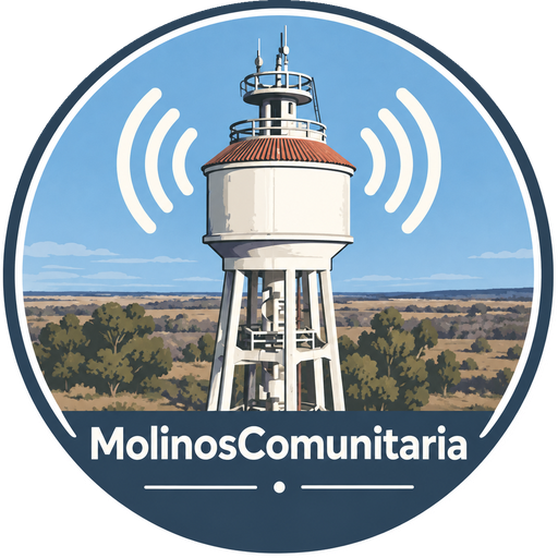 Logo de MolinosComunitaria: el tanque de agua con antenas